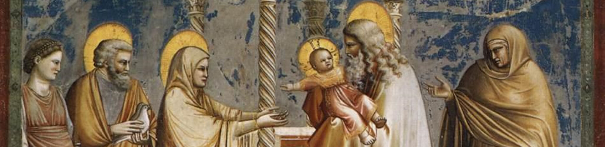 Sezione del dipinto sulla Presentazione di Gesù al tempio di Giotto (Cappella degli Scrovegni)